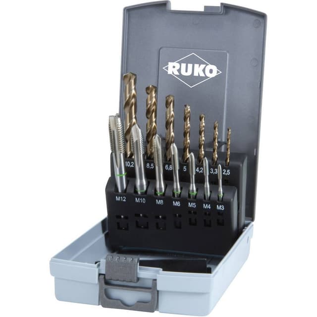 RUKO 245051RO Maskingängtappborr-set 14 delar DIN 371