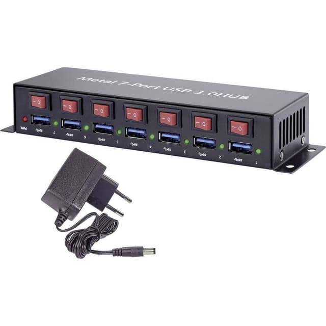 Renkforce 7 Port USB-Hub 3.0 Metallhölje, individuellt