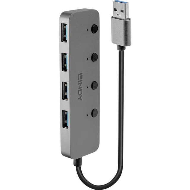 LINDY 4 Port USB 3.0 Hub mit Ein-/Ausschaltern 4 Port