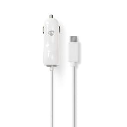Billaddare | 3.0 A | Fast kabel | USB-CT | Vit