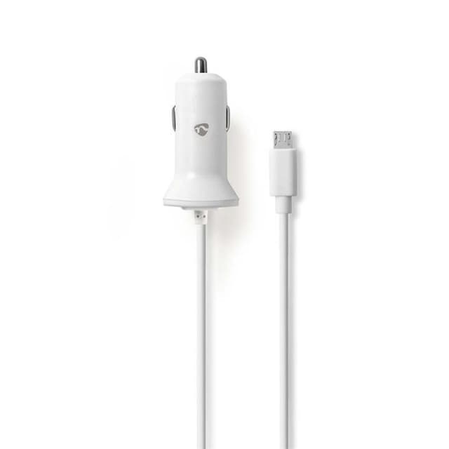 Billader | 2,4 A | Fast kabel | Mikro-USB | Hvit