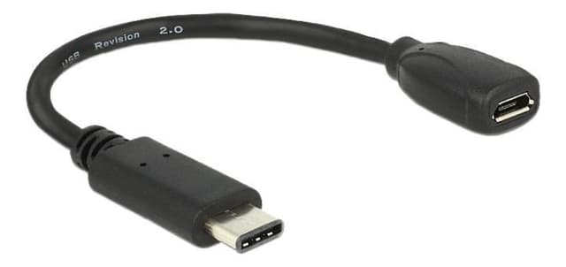 DeLOCK USB-C ha - Micro-B ho adapter, USB 2.0, 56 k" resistor, svart