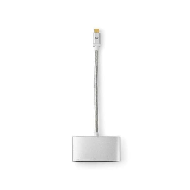 Nedis USB Multi-Port Adapter | USB 3.2 Gen 1 | USB-C™ Han | HDMI ™ -udgang / USB-A Hun / USB-C™ Hun | 5 Gbps | 0.20 m | Runde | Guldplateret | Flettet / Nylon | Sølv | Cover Window Box