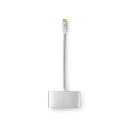 Nedis USB N Moniporttisovitin | USB 3.2 Gen 1 | USB-CUros | HDMIUlostulo / USB-A Naaras / USB-CNaaras | 5 Gbps | 0.20 m | Pyöreä | Kullattu | Nailon / Punottu | Hopea | Laatikko kannella ja ikkunalla