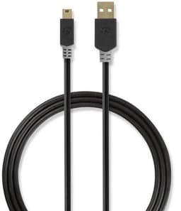 USB 2.0-Kabel | A, hann - Mini 5-pinners, hann | 2,0 m | Antrasitt