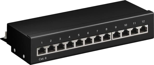 Goobay CAT 6 Mini/Desktop Patch Panel, 12 Ports