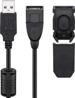 USB 2.0 høyhastighets forlengelseskabel med sikkerhetshylse, svart