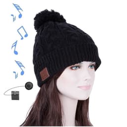 Bluetooth beanie med kvast polyester / akryl høretelefoner Sort