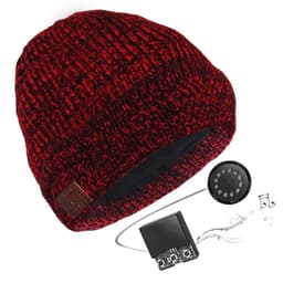 Bluetooth beanie med polyester / akryl hovedtelefoner Sort / Rød