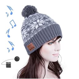 Bluetooth beanie med kvast polyester / akryl hovedtelefoner Grå / Hvid