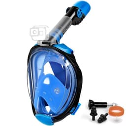 Dykmask helmaskcyklop med snorkel och GoPro fäste svart/blå S/M