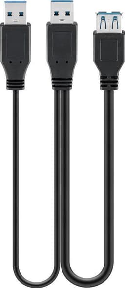 USB 3.0 Dual Power SuperSpeed -kaapeli, musta