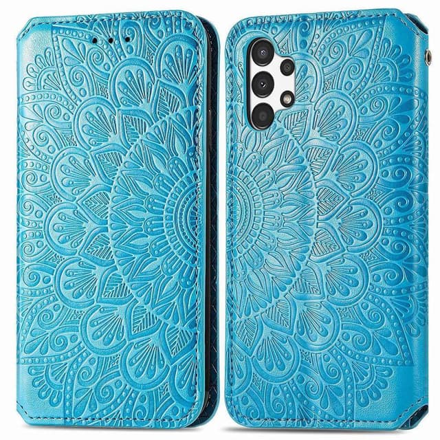 SKALO Samsung A13 4G Mandala Slim Plånboksfodral - Blå