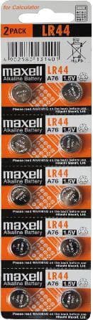 Maxell knapcellebatteri, LR44, Alkaline, 1,5V, 10-pack