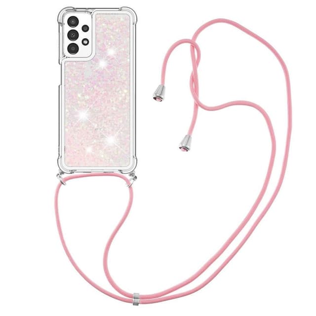 SKALO Samsung A13 4G Kvicksand Glitter Mobilhalsband - Rosa