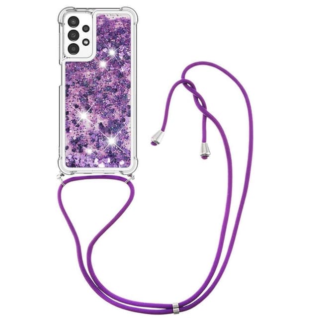 SKALO Samsung A13 4G Kvicksand Glitter Mobilhalsband - Lila