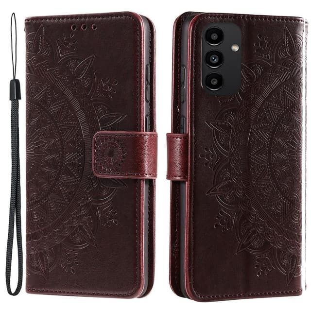 SKALO Samsung A13 4G Mandala Flip Cover - Mørkebrun