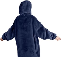 Hoodie filt med luva och ärmar Mörkblå