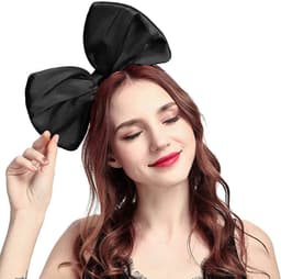 Diadem med stor roset polyester Sort