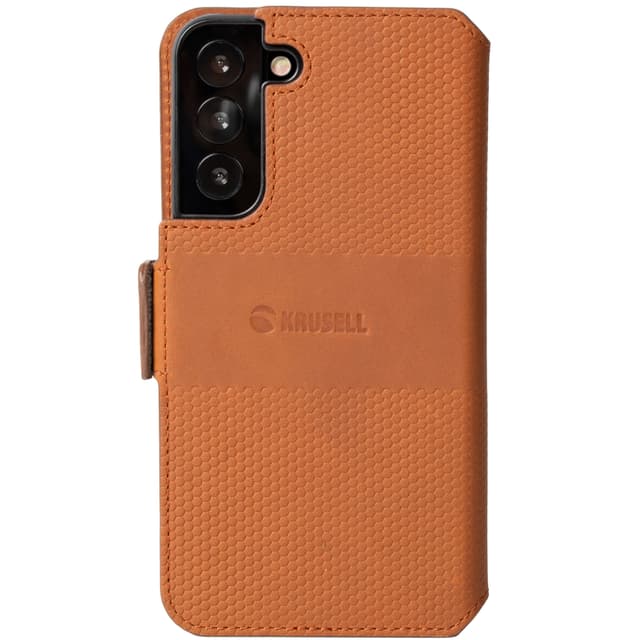 Krusell Leather Phone Wallet Galaxy S22+ Cognac