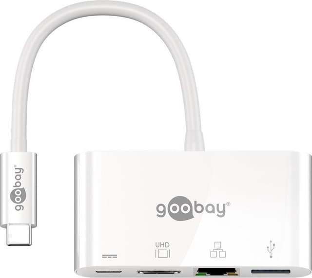 USB-C™-multiportadapter med HDMI™ och Ethernet, PD, vit