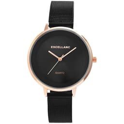 Excellanc Damklocka med rostfritt stål Milanese armband, roséguld färgad/svart