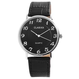 Clasixx Herrklocka med armband i konstläder, svart urtavla/svart