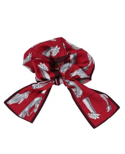 INF Scrunchie med scarfdetalj och vändbart mönster Röd