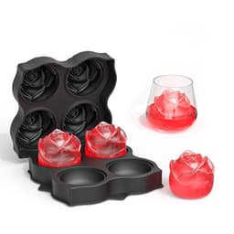 Ice Cube Mold Rose Shape Silikon Svart 4-Cavity