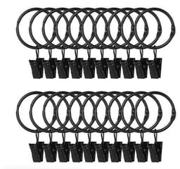 Gardinringer med klips Sort 50 mm 20 stk