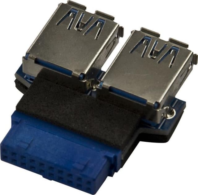 DeLOCK intern adapter för USB 3.0, IDC20 ho - 2xUSB 3.0 A ho (65324)