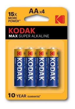 Kodak MAX alkalisk AA-batteri (4-pk)