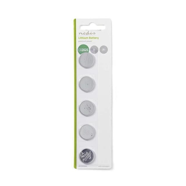 Nedis Lithium knappecellebatteri CR2025 | 3 V DC | 5-Blister | Sølv