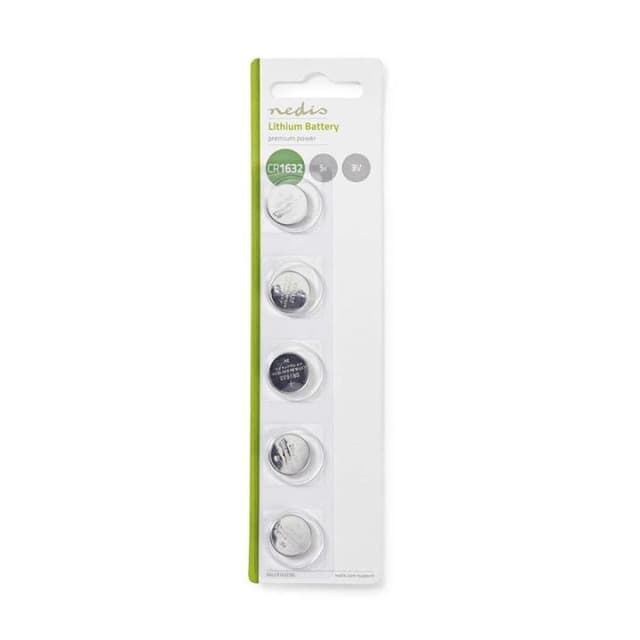 Nedis Lithium knappcellsbatteri CR1632 | 3 V DC | Förladdad | 5-Blister | Olika enheter | Silver