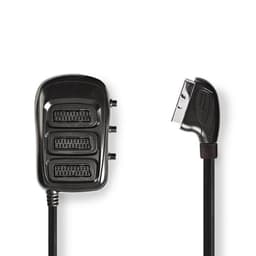 SCART-boks med veksler | SCART, hann - 3 stk. SCART, Hunn | 0,5 m | Sort