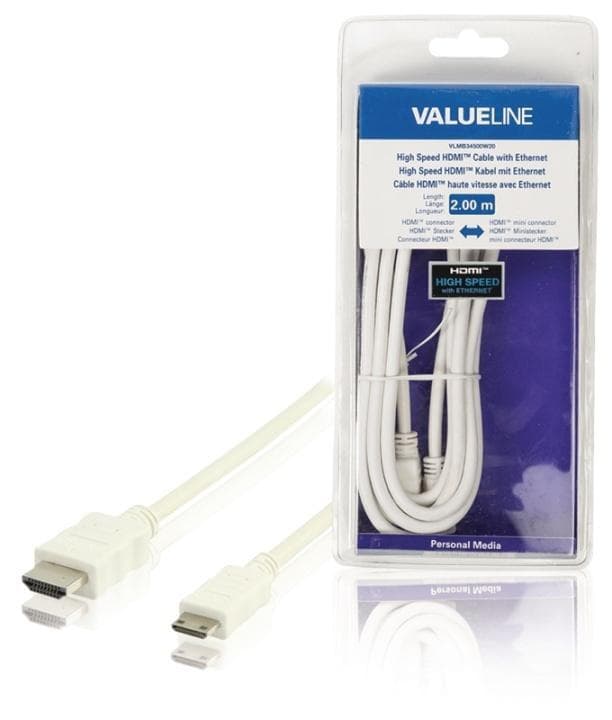 High Speed HDMI-Kabel med Ethernet HDMI Kontakt - HDMI Mini Han 2.00 m Hvit