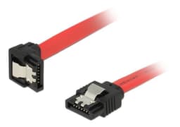 DeLOCK SATA-kabel, 0,5m, 6Gb/s, låsclip, vinklad nedåt - rak, 26 AWG