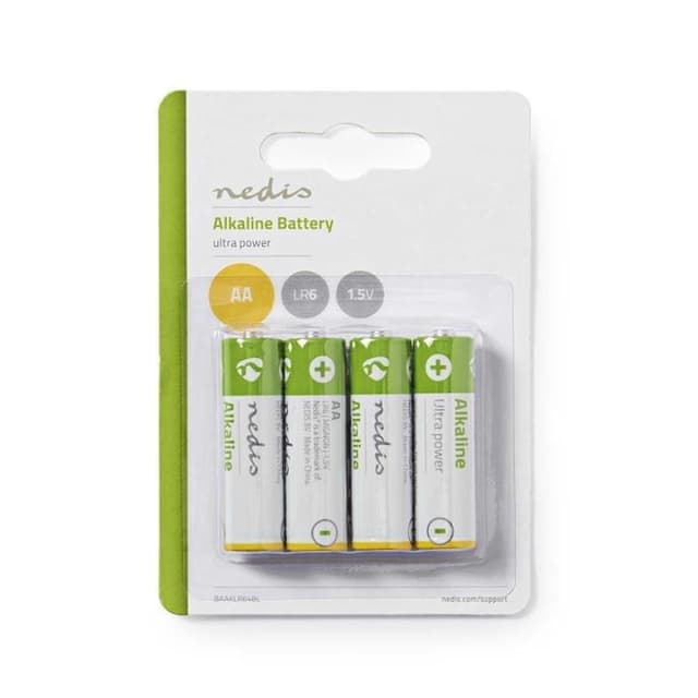 Alkaliske batterier AA | 1.5 V | 4 deler | Blister