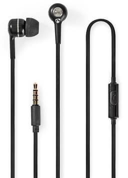 Kablede hovedtelefoner | 1,20 m rundt kabel | In-Ear | Indbygget mikrofon | Sort