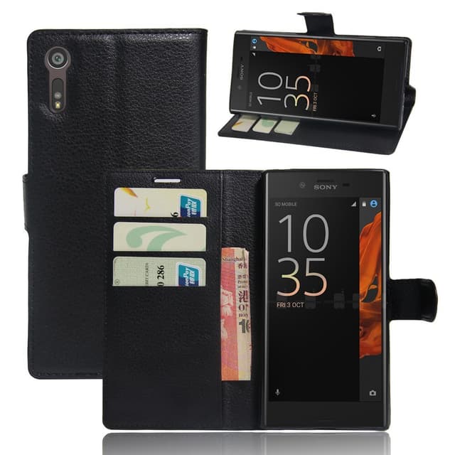 Sony Xperia XZs / XZ Litchi Grain Plånboksfodral - Svart