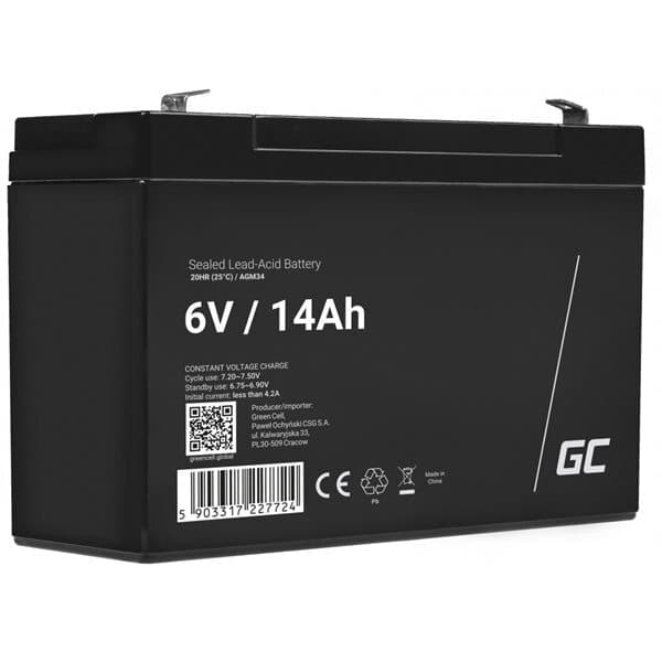 Green Cell AGM Batteri 6V 14Ah