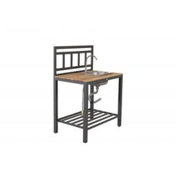 Arbetsbänk / mittdel till utekök med diskho mexico öppen 90x60x127 cm - svart / teak
