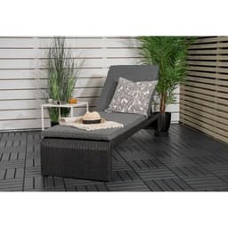 Loungesäng/solsäng med hjul - grå / svart