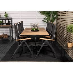 Loungestol/karmstol fällbar panama 2-pack - svart / teak