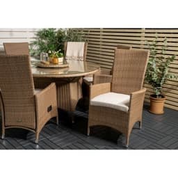 Loungefåtölj 2-pack ställbar med dyna padova - natur / ljusbeige