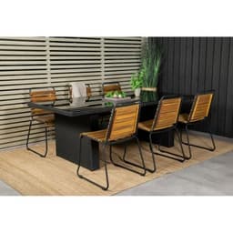 Utebord / matbord padova 200x100 cm - svart / glas