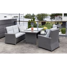 Loungegrupp brentwood - 1 st soffa + 2 st fåtölj + 1 st bord + dynor - ljusgrå / grå