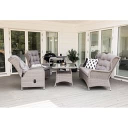 Loungegrupp washington - 1 st soffa 3-sits + 2 st recliner fåtölj + 1 st matbord + dynor - grå