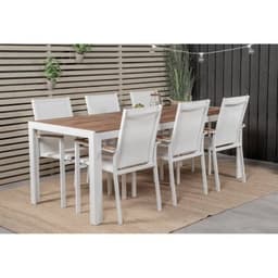 Utebord / matbord bois 205x90 cm - vit / akacia/trä