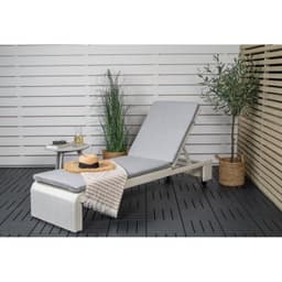Loungesäng/solsäng med hjul london - vit / grå